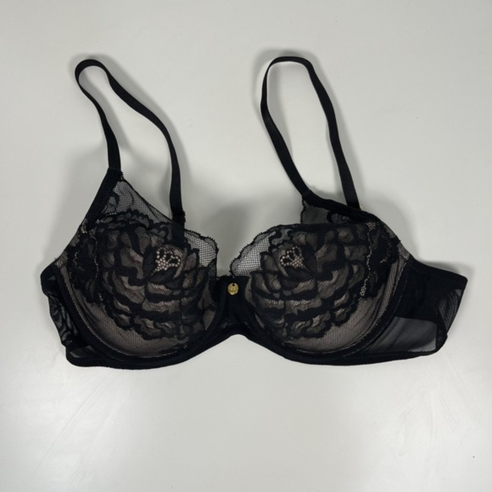 Natori 721150 Flora Contour Underwire Bra SZ 34C‎ Black